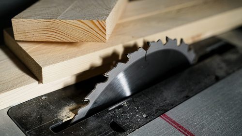 Carpentry.,Workshop,Tools.,Table,Circular,Saw,And,Timber