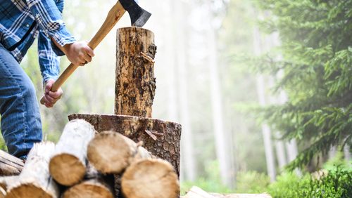 Man,Holding,Heavy,Ax.,Axe,In,Strong,Lumberjack,Hands,Chopping